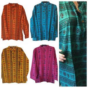 OM Cotton Tops Kurta Tunic Unisex India Hindu Print